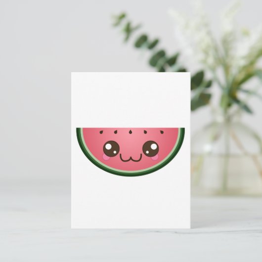 Kawaii Watermelon Briefkaart (Staand voorkant)