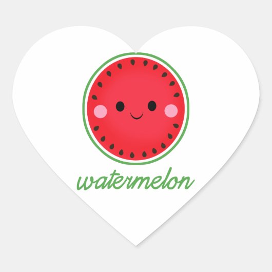 Kawaii Watermelon Hart Sticker (Voorkant)