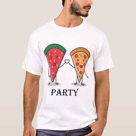 Kawaii Watermelon Pizza Party Food Lover Unisex T-shirt (Voorkant)