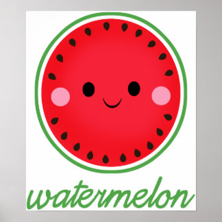 Kawaii Watermelon Poster