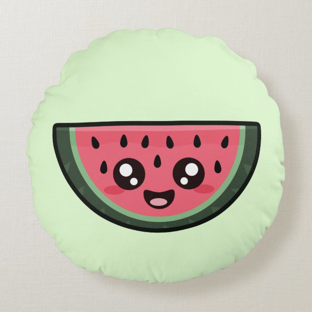 Kawaii Watermelon Rond Kussen (Voorkant)
