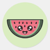 Kawaii Watermelon Ronde Sticker (Voorkant)