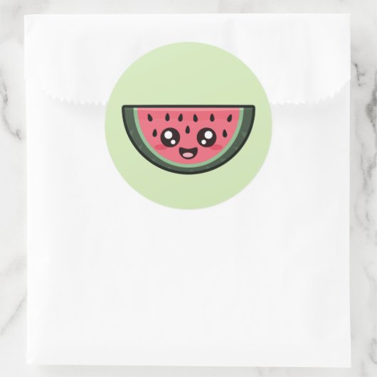 Kawaii Watermelon Ronde Sticker (Tas)