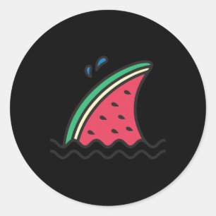 Kawaii Watermelon Shark Fin Funny Family Summer Va Ronde Sticker