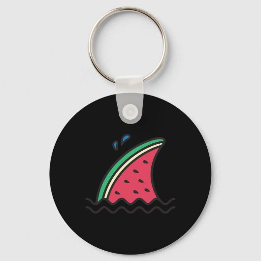 Kawaii Watermelon Shark Fin Funny Family Summer Va Sleutelhanger (Voorkant)