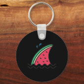 Kawaii Watermelon Shark Fin Funny Family Summer Va Sleutelhanger (Voorkant)