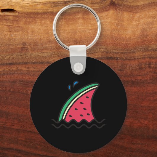 Kawaii Watermelon Shark Fin Funny Family Summer Va Sleutelhanger (Voorkant)