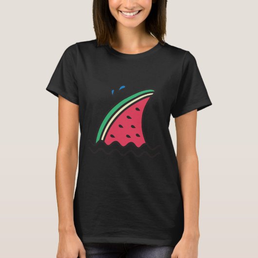 Kawaii Watermelon Shark Fin Funny Family Summer Va T-shirt (Voorkant)
