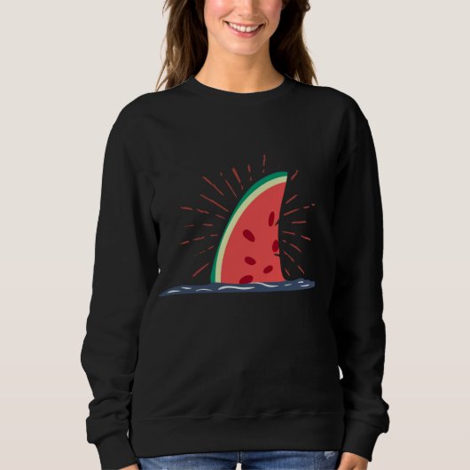 Kawaii Watermelon Shark Fin Zomerfruit voor meloen Trui (Voorkant)