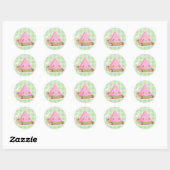 Kawaii Watermelon Slice in Schattigee Bruine Root Ronde Sticker (Vel)