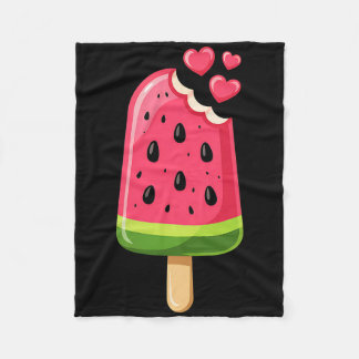 Kawaii Watermelon Slice Popsicle Summer Vacation F Fleece Deken