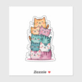 Kawaii Waterverf Cat Stack Schattigee Sticker (Vel)