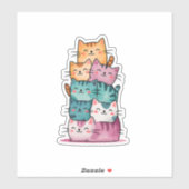 Kawaii Waterverf Cat Stack Schattigee Sticker (Vel)