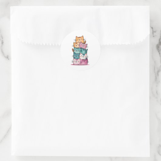 Kawaii Waterverf Cat Stack Schattigee Sticker (Tas)