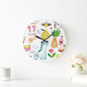 Kawaii waterverf doodles, klaar voor de sticker. grote klok (Huis)