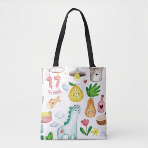 Kawaii waterverf doodles, klaar voor de sticker. tote bag
