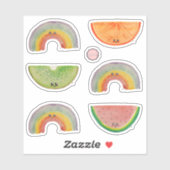 Kawaii Waterverf Fruits and Rainbows Colorful Sticker (Vel)