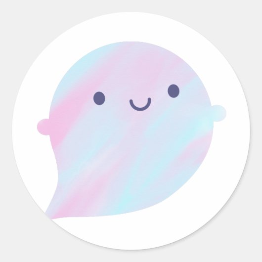 Kawaii Waterverf Ghost (Unicorn) Ronde Sticker (Voorkant)