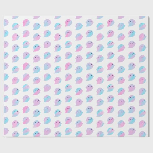 Kawaii Waterverf Ghosts (Unicorn) Cadeaupapier (Vlak)