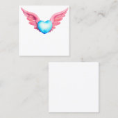 Kawaii Waterverf hart met vleugels Vierkante Visitekaartje (Voorkant / Achterkant)