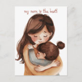 Kawaii Waterverf Moeder en Dochter Briefkaart (Voorkant)