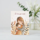 Kawaii Waterverf Moeder en Dochter Briefkaart (Staand voorkant)