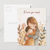 Kawaii Waterverf Moeder en Dochter Briefkaart (Voorkant / Achterkant)