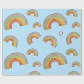 Kawaii Waterverf Rainbow Cadeaupapier (Vlak)