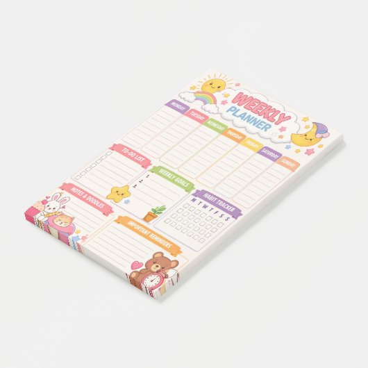 Kawaii Weekplanner Post-it® Notes (Schuin)