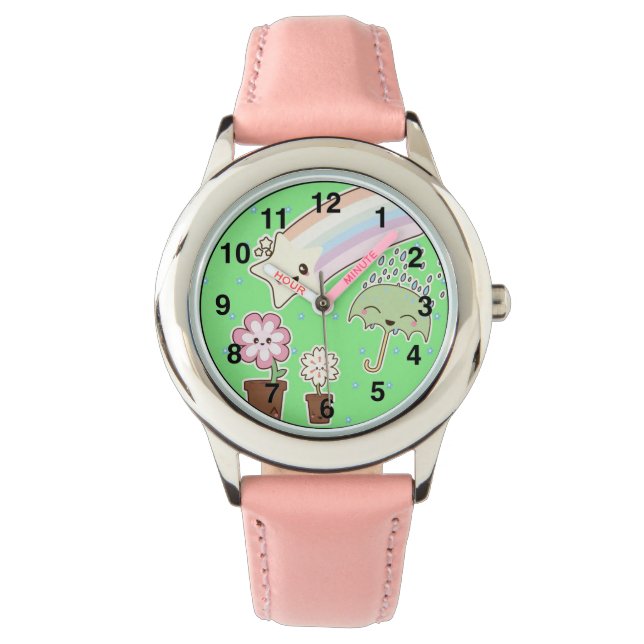 Kawaii weer tuin zo schattig meisjesachtig patroon horloge (Voorkant)