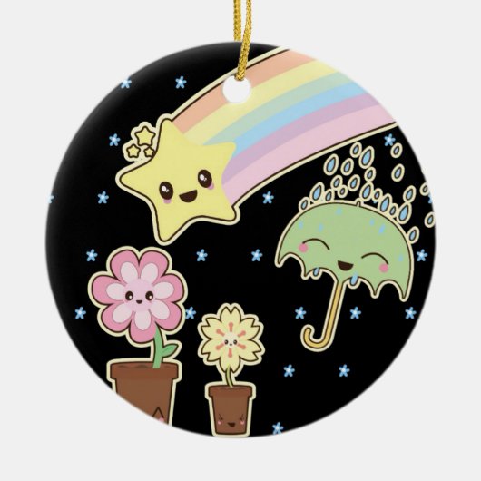 Kawaii weertuin zo schattig meisjes patroon keramisch ornament (Voorkant)