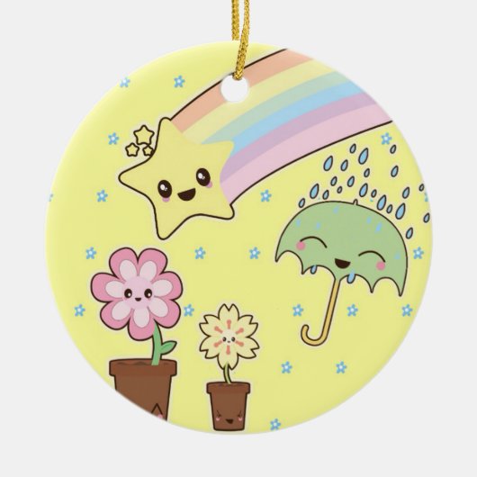 Kawaii weertuin zo schattig meisjes patroon keramisch ornament (Voorkant)