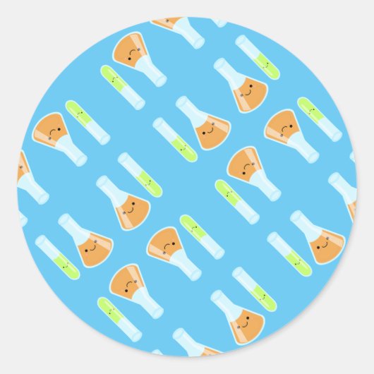 Kawaii Wetenschappelijk Lab Ronde Sticker (Voorkant)