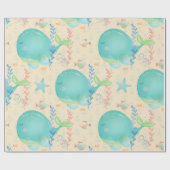 Kawaii Whale onder het Zee Baby shower Cadeaupapier (Vlak)