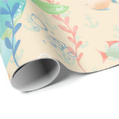 Kawaii Whale onder het Zee Baby shower Cadeaupapier (Rol Hoek)