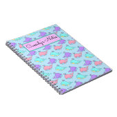 Kawaii Whale Pattern Blue Notitieboek (Rechterzijde)