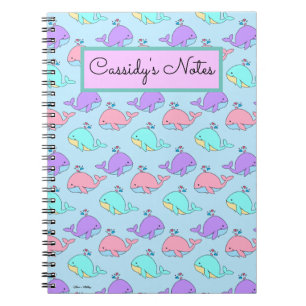 Kawaii Whale Pattern Blue Notitieboek