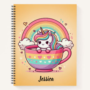 Kawaii Whimsical Rainbow Unicorn Notitieboek