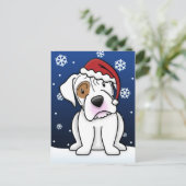 Kawaii White Boxer Christmas Briefkaart (Staand voorkant)