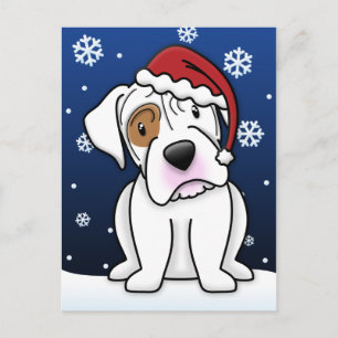 Kawaii White Boxer Christmas Briefkaart