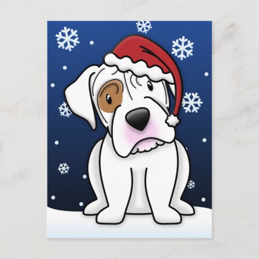 Kawaii White Boxer Christmas Briefkaart (Voorkant)