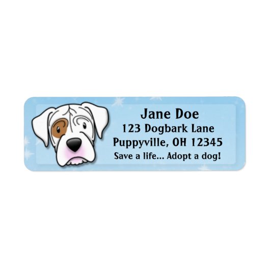 Kawaii White Boxer Etiket (Voorkant)