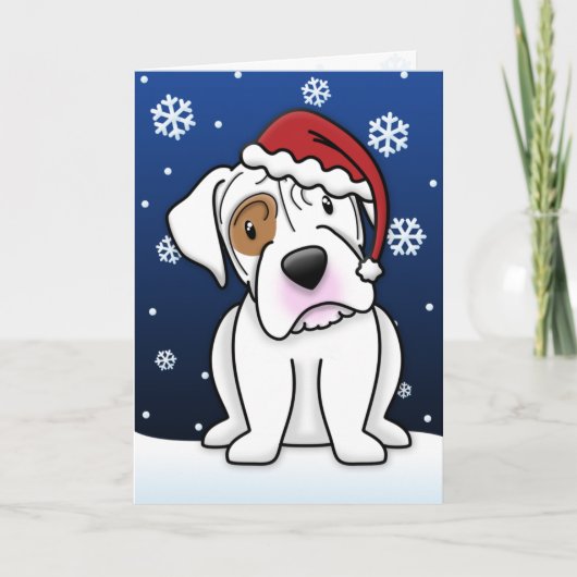 Kawaii White Boxer Kerst Kaart (Voorkant)