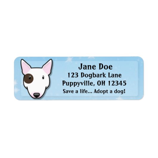 Kawaii White Bull Terrier (oogvlek) Etiket (Voorkant)