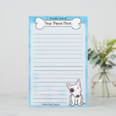 Kawaii White Bull Terrier Stationery (met pot) Briefpapier (Staand voorkant)