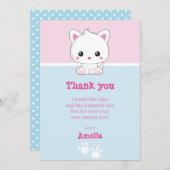 Kawaii White Cat Bedankkaart (Voorkant / Achterkant)