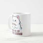 Kawaii White Cat Coffee Mug Koffiemok (Voorkant links)