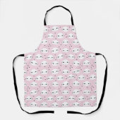Kawaii White Cat Face Pattern op Roze Schort (Voorkant)