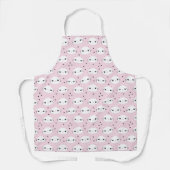 Kawaii White Cat Face Pattern op Roze Schort (Voorkant)