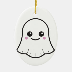 Kawaii White geest Keramisch Ornament